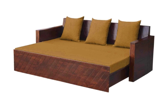 APRODZ 4 Seater Single Solid Wood Pull Out Sofa Cum Bed